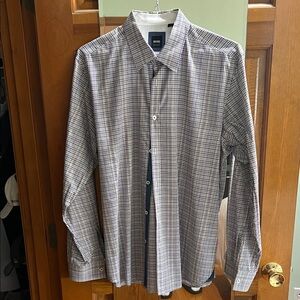 BOSS Men's Multi-Check Dress Shirt in White, Blue, Green and Purple